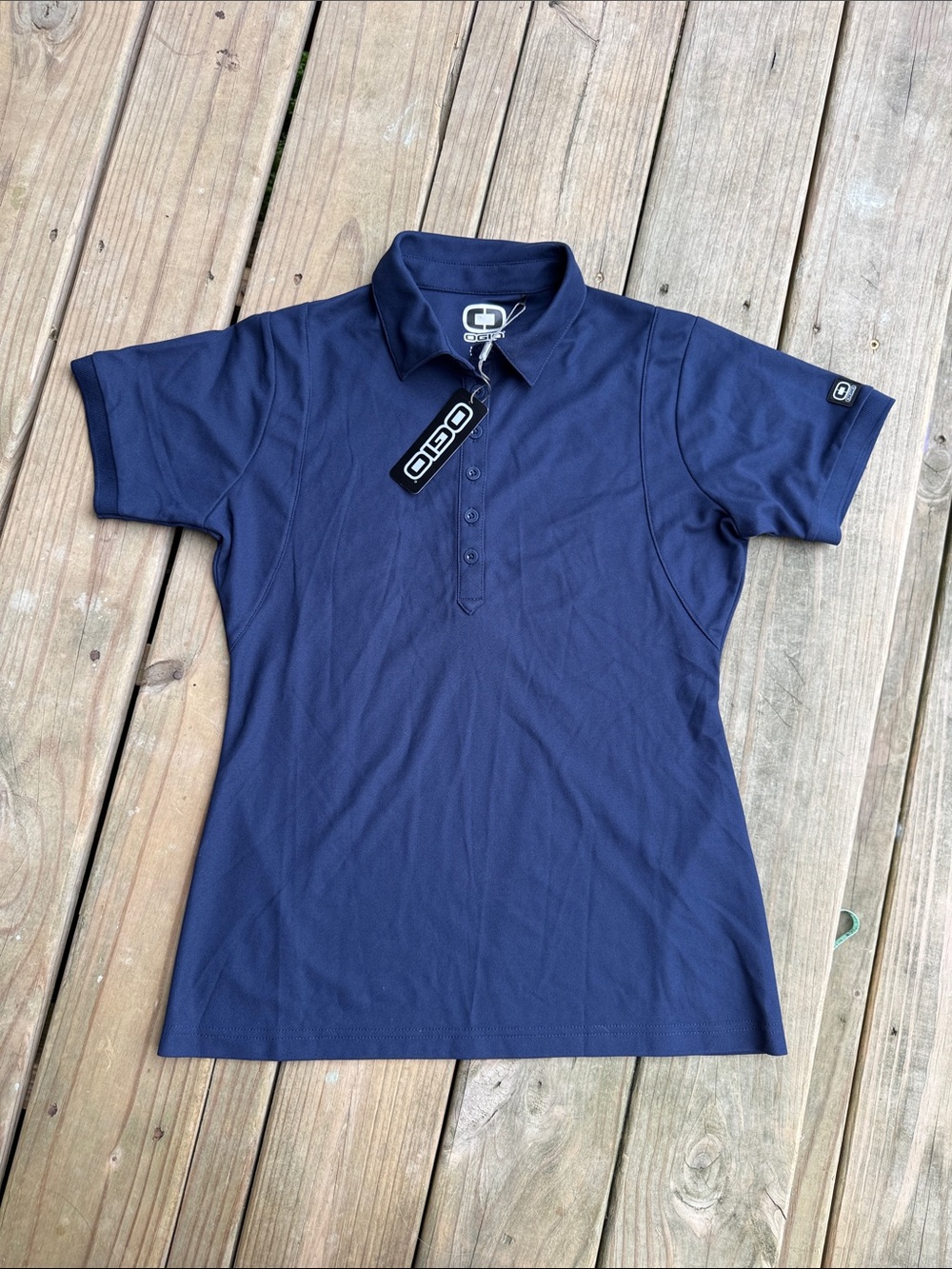 NWT Ogio Small Navy Blue Collared Button Down Polo Golf Shirt Short Sleeve